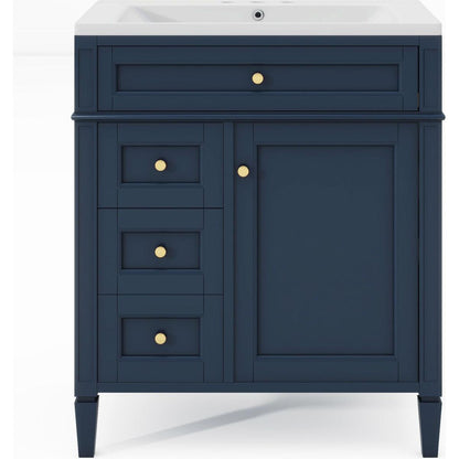 30" Bathroom Vanity with Top Sink, Modern Bathroom Storage Cabinet with 2 Drawers and a Tip-out Drawer, Single Sink Bathroom Vanity