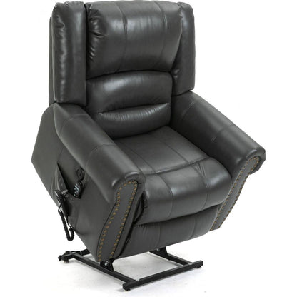 Power Lift Recliner Chair Heat Massage Dual Motor Infinite Position Up to 350 LBS, Faux Leather, Heavy Duty Motion Mechanism with USB Ports, Grey