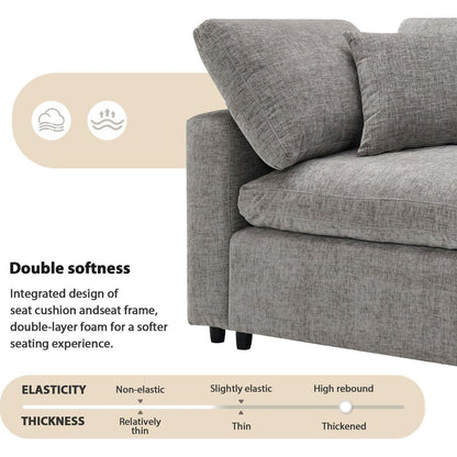 130x65" Modern Modular Cloud Sofa Bed, 6 Seat Chenille Sectional Couch Set with Ottoman,Free Combination,Convertible U Shaped Sleeper Sofa for Living Room, Apartment, 3 Colors