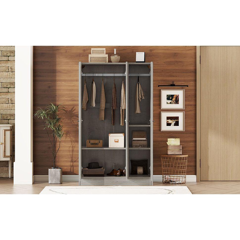 3-Door Shutter Wardrobe with shelves, Gray