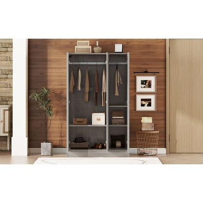 3-Door Shutter Wardrobe with shelves, Gray