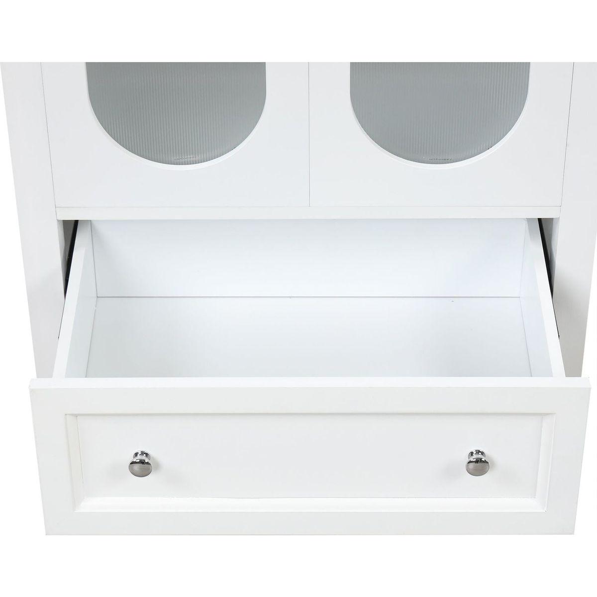 24" Bathroom Vanity with Sink, Bathroom Vanity Cabinet with One Drawer and Doors, Adjustable Shelf, Solid Wood and MDF, White