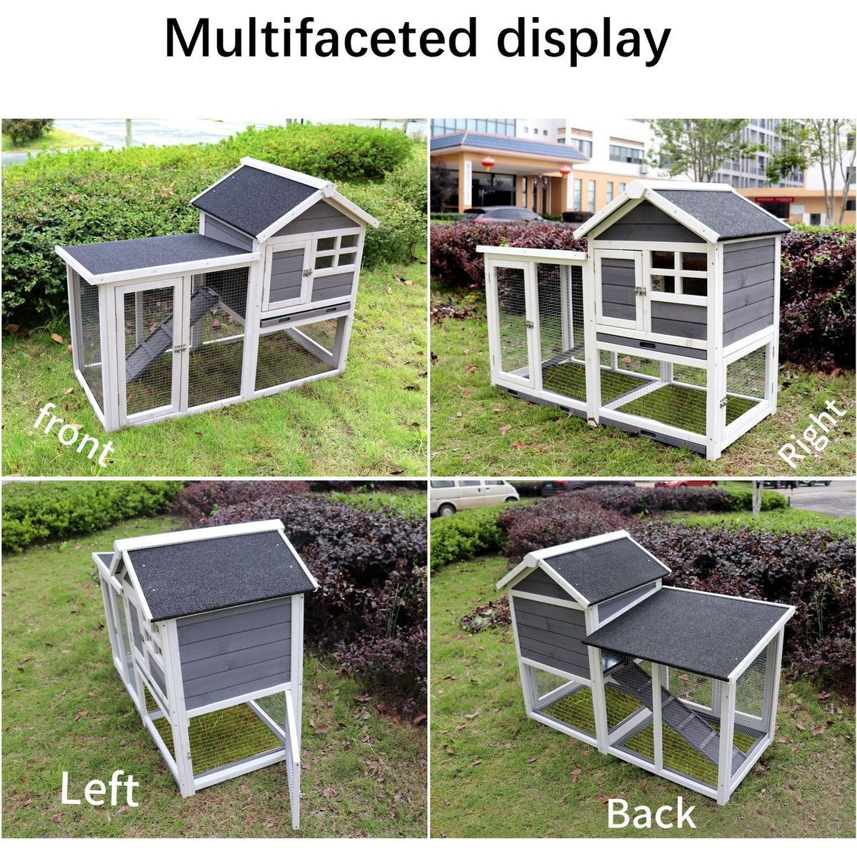 Deluxe Wooden Chicken Coop Hen House Rabbit Wood Hutch Poultry Cage Habitat