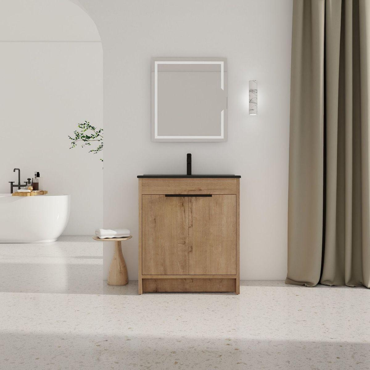 30" Freestanding Bathroom Cabinet With Basin & 2 Soft-Close Cabinet Doors ((KD-PACKING),BVB02430IMO-