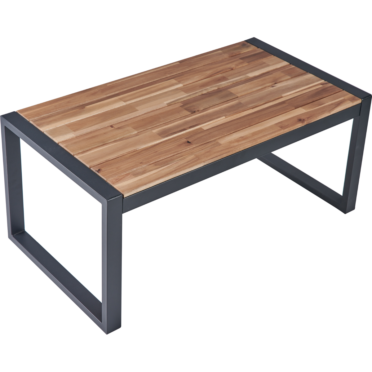 4-Piece Patio Furniture Set Outdoor Balcony Porch Garden Backyard Lawn Furniture Acacia Wood Table Top, Morden Black and Light Brown