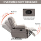 Large Manual Recliner Chair in Fabric for Living Room, Grey