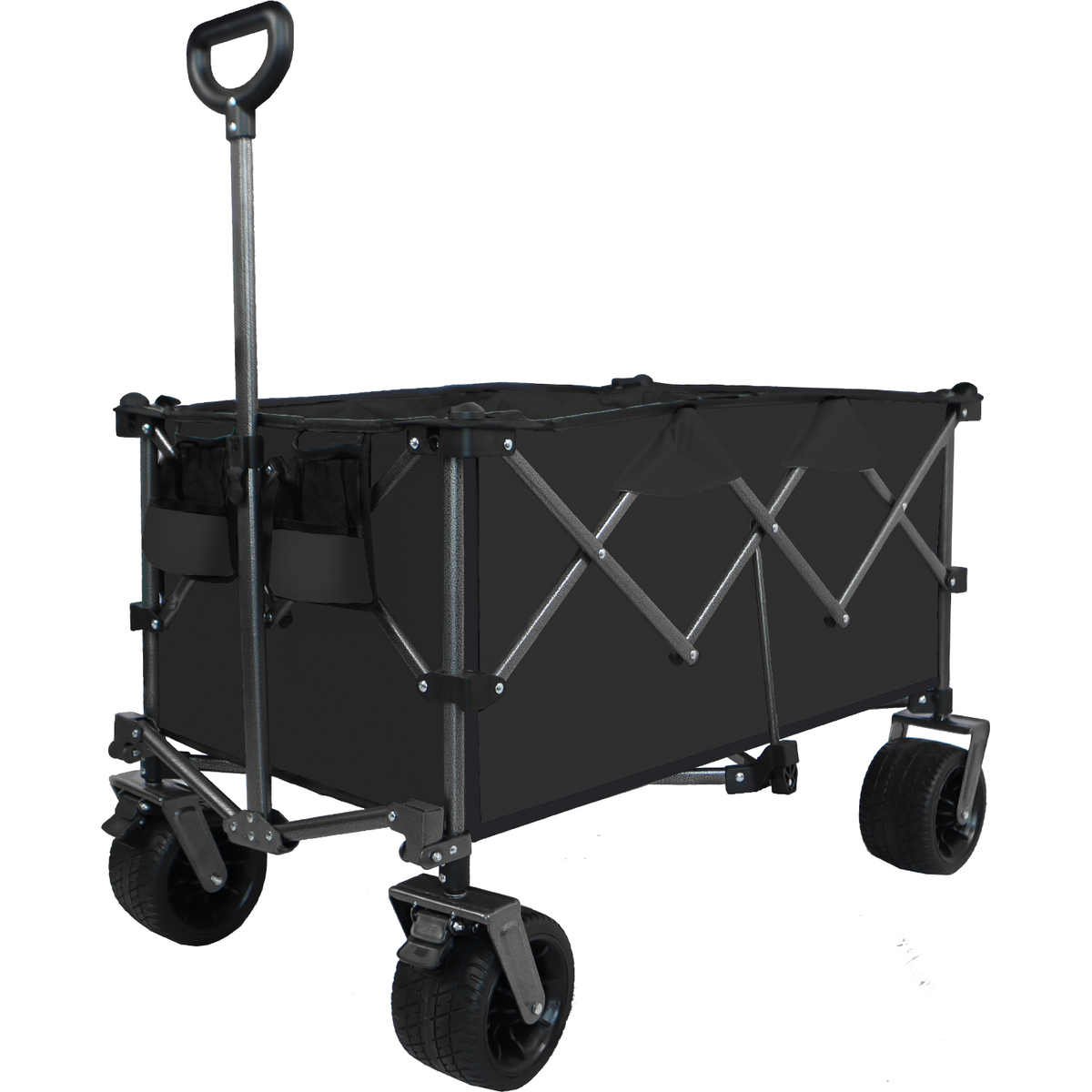 Collapsible Folding Wagon, Push Pull Foldable Beach Wagon Cart