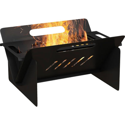 3-In-1 Portable Fire Pit, Stove, Coffee Table, Wood Burning Firepit with Carrying Bag and Quick Assembly for Camping, Bonfire, Picnic, Backyard, Patio, Black
