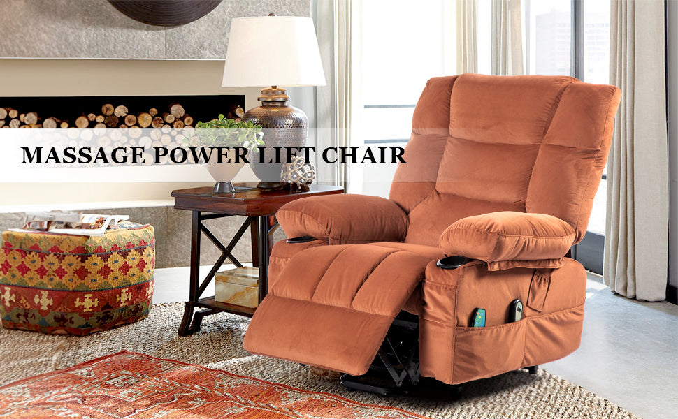 Power Lift Recliner Chair Recliners for Elderly with Heat and Massage Recliner Chair for Living Room with Infinite Position and Double Side Pocket Power Lift Recliner Chair