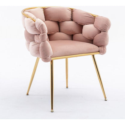 Luxury modern simple leisure velvet single sofa chair bedroom lazy person household dresser stool manicure table back chair pink