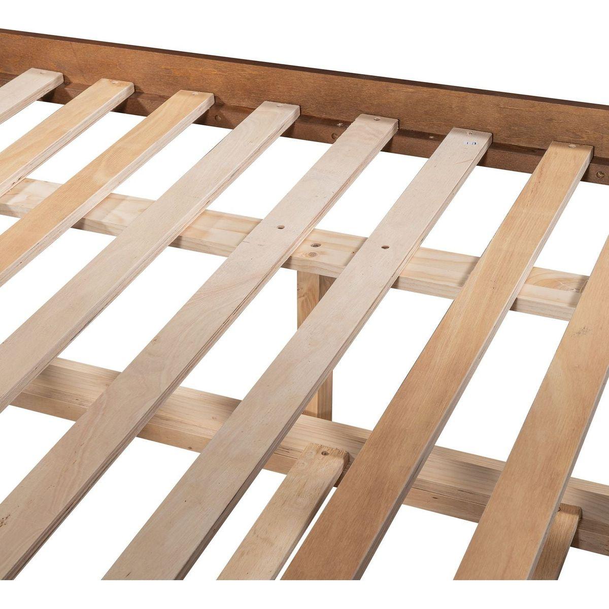 Full Over Full Bunk Bed with Twin Size Trundle, Walnut