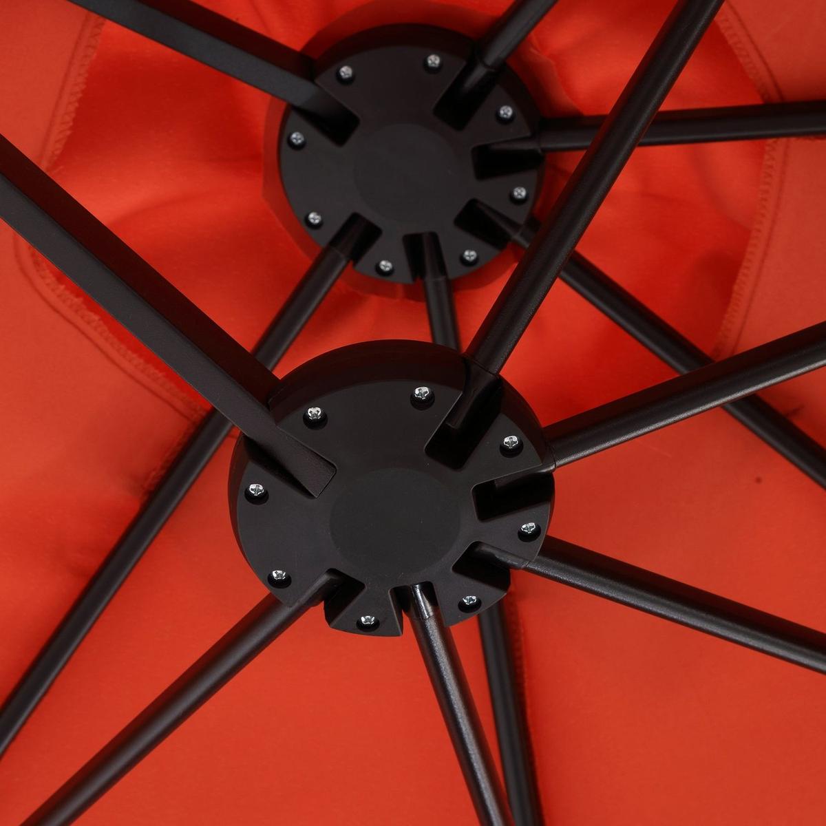 14.8 Ft Double Sided Outdoor Umbrella Rectangular Large with Crank (Orange)