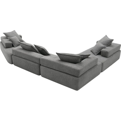 156"Oversized Modular U Shaped Sectional Sofa,Luxury Boucle Floor Couch Set,Convertible Sleeper Couch,Spacious Foam-Filled Sofa Bed for Living Room,4 PC Free Combination,2 Color