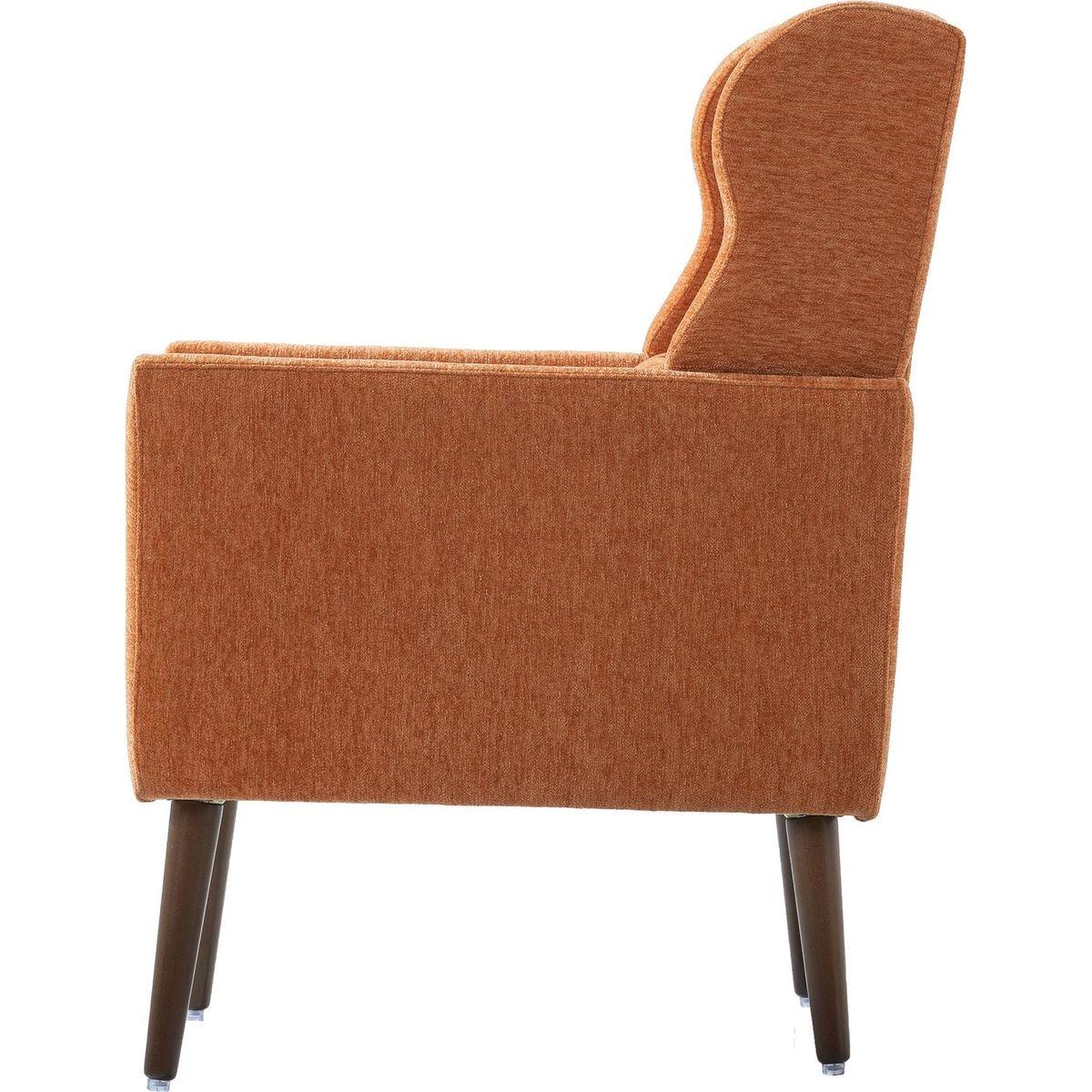Modern Accent Chair Upholstered Foam Filled Living Room Chairs Comfy Reading Chair Mid Century Modern Chair with Chenille Fabric Lounge Arm Chairs Armchair for Living Room Bedroom (Orange)