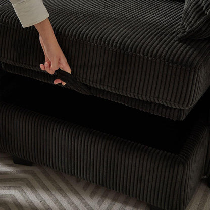 113.5" Modular Sectiona Corduroy Sofa, Sectional Couches for Living Room U Shaped Sectional Couch with Storage Ottoman, 6 Seats Convertible Sectionals with Chaise