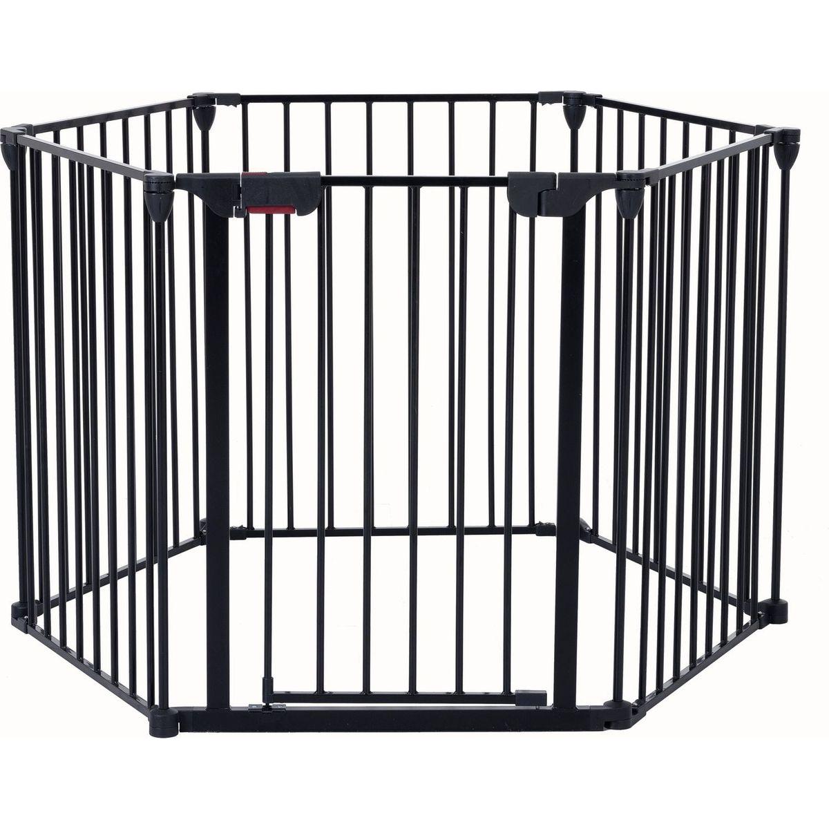 150" Adjustable Safety Gate 6 Panels Play Yard Metal Doorways Fireplace Fence Christmas Tree Fence Gate for House Stairs Gate prohibited area fence