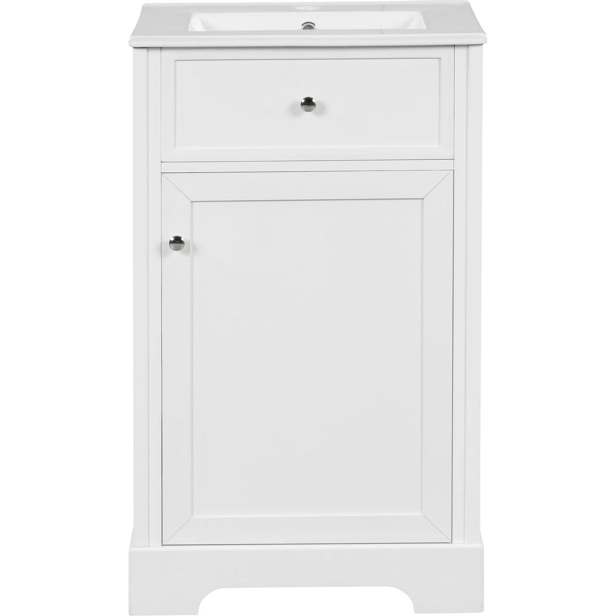 20" Bathroom Vanity with Sink, Bathroom Cabinet with Soft Closing Door, Storage Rack and Adjustable Shelve, White