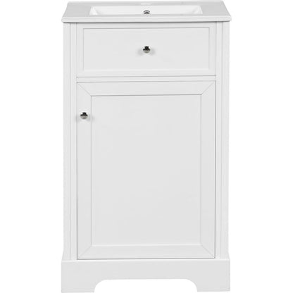 20" Bathroom Vanity with Sink, Bathroom Cabinet with Soft Closing Door, Storage Rack and Adjustable Shelve, White