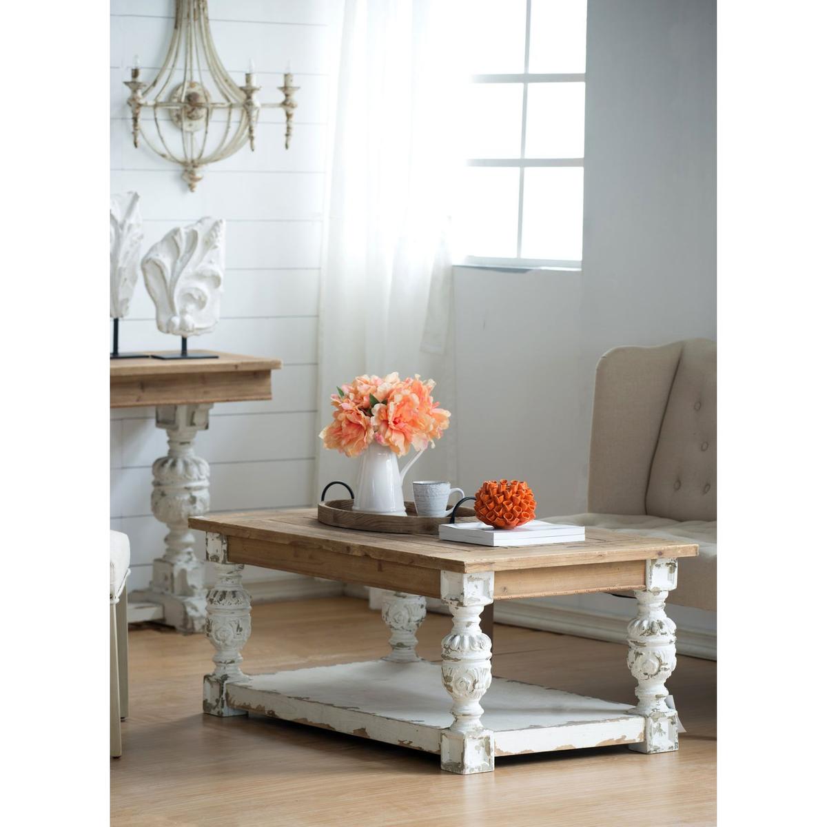 47" x 27.5" x 20" Rectangle Coffee Wooden Coffee Table, French Country Coffee Table