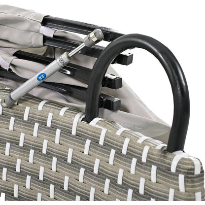 Patio Furniture Round Outdoor Sectional Sofa Set Rattan Daybed Two-Tone Weave Sunbed with Retractable Canopy, Separate Seating and Removable Cushion, Gray