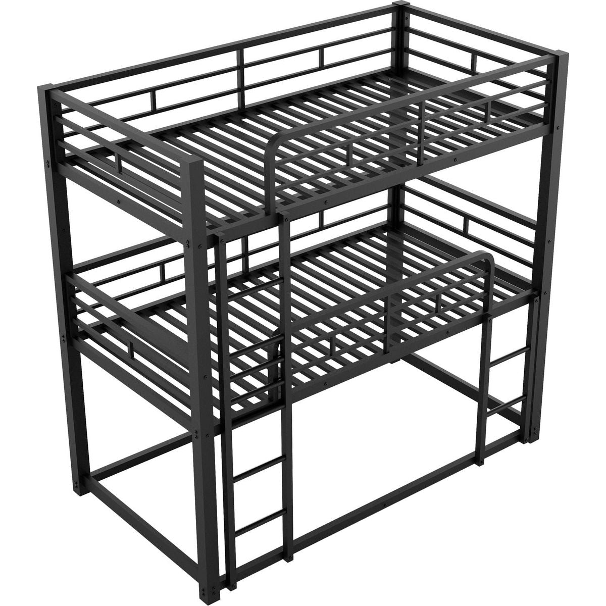 Metal Twin Size Triple Bunk Bed, Black - Streamdale Furniture