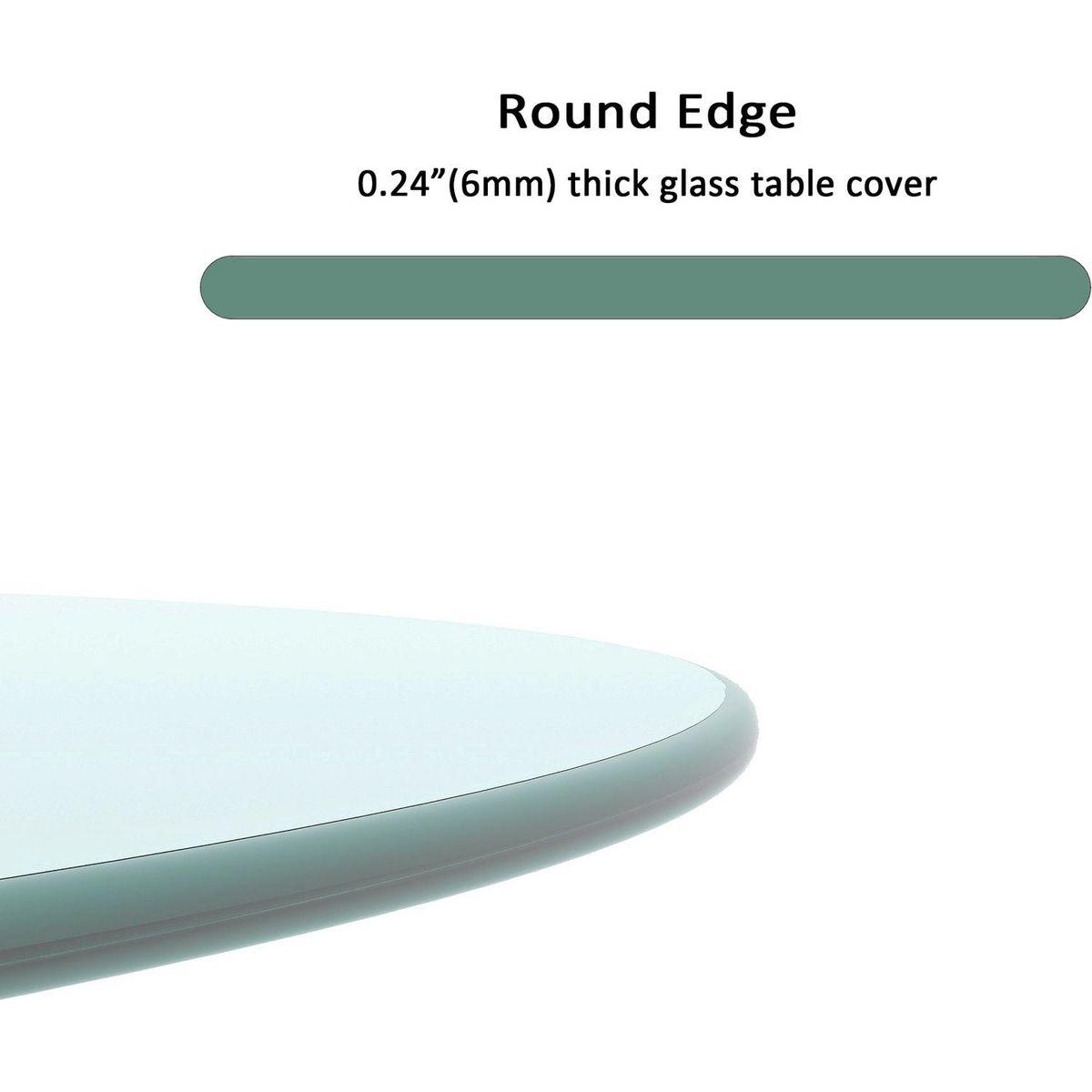 36" Inch Round Tempered Glass Table Top Clear Glass 1/4" Inch Thick Round Polished Edge