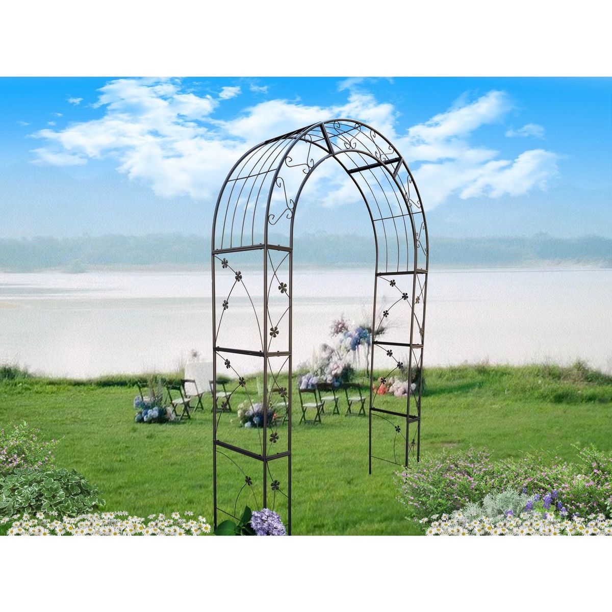 Metal Garden Arch Garden Arbor Trellis Climbing Plants Support Arch Outdoor Arch Wedding Arch Party Events Archway Black