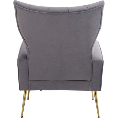 Modern Accent Chair with Ottoman, Comfy Armchair for Living Room, Bedroom, Apartment, Office (Grey)