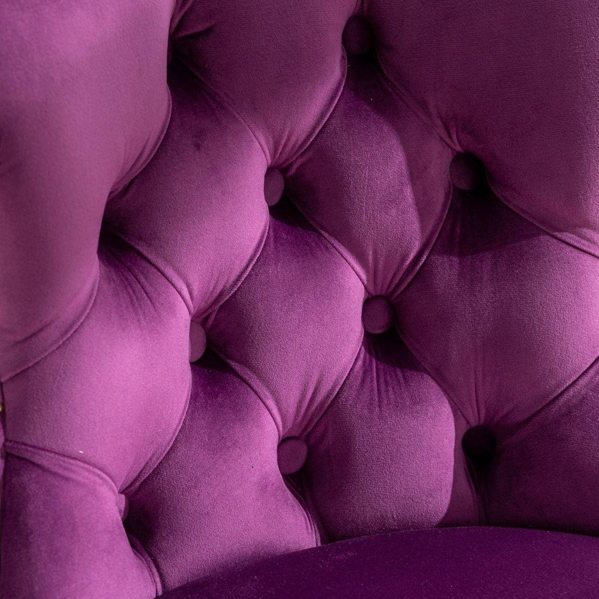 Swivel Velvet Barstools Adjusatble Seat Height from 25-33 Inch,17.7inch base, Modern Upholstered Bar Stools with Backs Comfortable Tufted for Home Pub and Kitchen Island,Purple,Set of 2