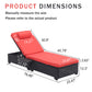 Outdoor Patio Chaise Lounge Chair,Lying in bed with PE Rattan and Steel Frame,PE Wickers,Pool Recliners with Elegant Reclining Adjustable Backrest and Removable Cushions Sets of 2(Black+Red)