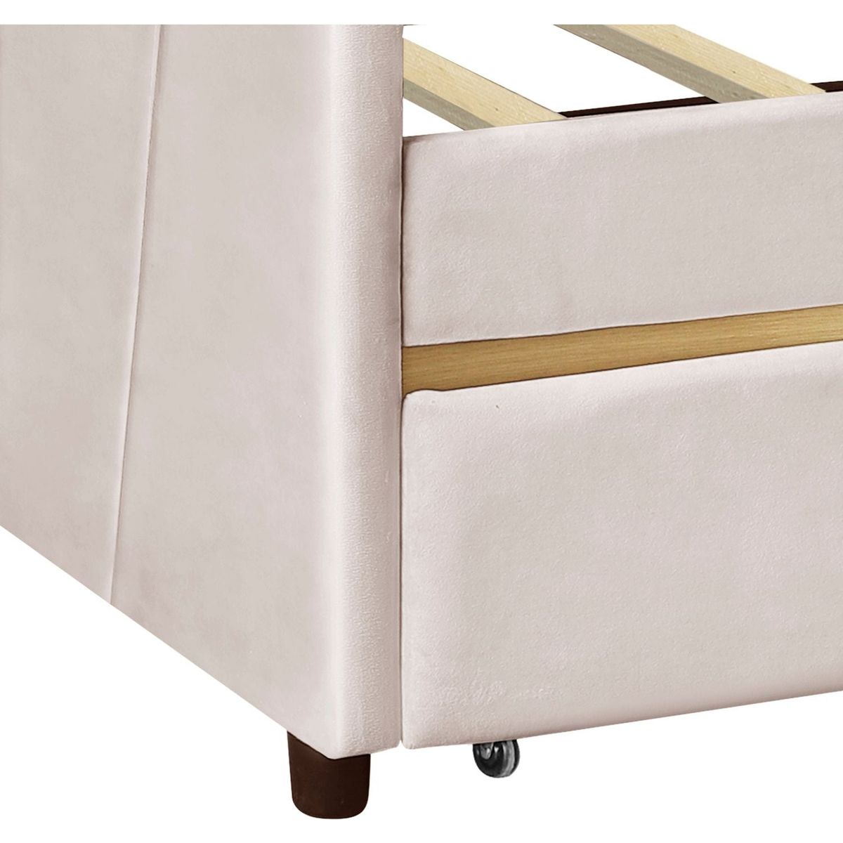 Upholstered daybed Twin Size with Two Drawers and Wood Slat, Beige