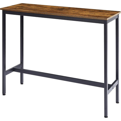 Bar Table Set with 2 Bar stools PU Soft seat with backrest, Rustic Brown, 43.31" L x 15.75" W x 35.43" H.