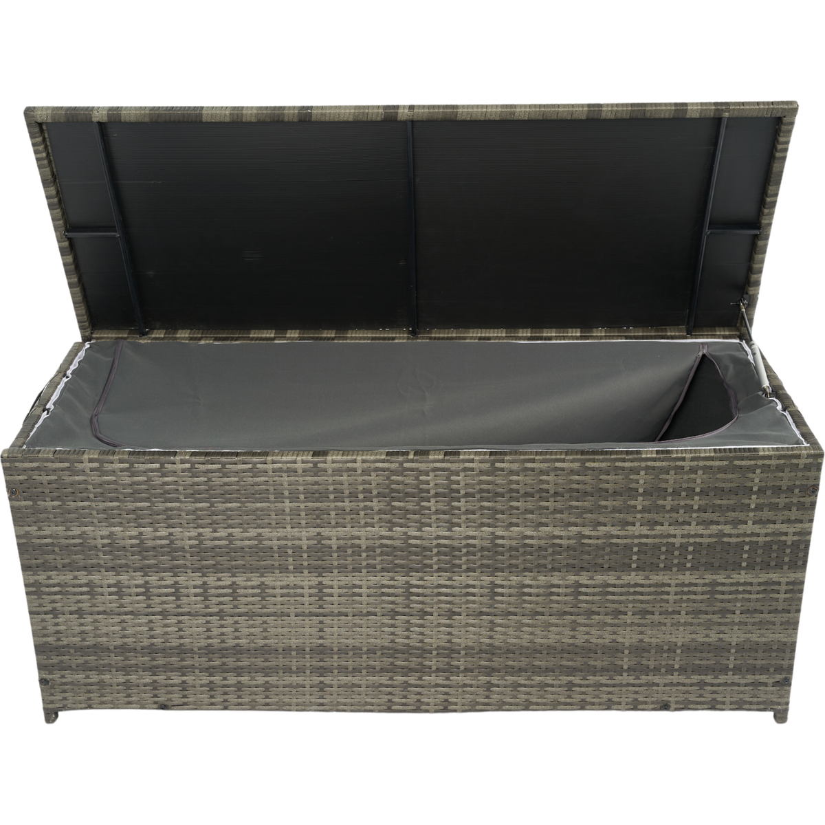 Outdoor Storage Box, 113 Gallon Wicker Patio Deck Boxes with Lid, Outdoor Cushion Storage for Kids Toys, Pillows, Towel Grey Wicker