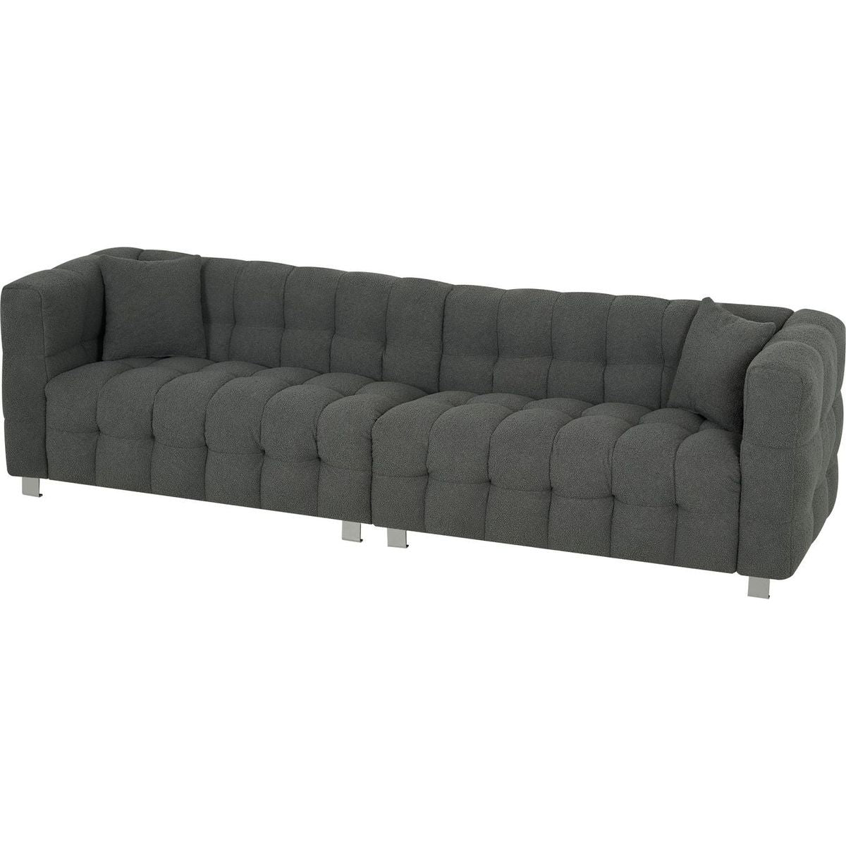 inch gray teddy velvet sofa with two throw pillows in living room Bedroom apartment sofa supported by hardware feet