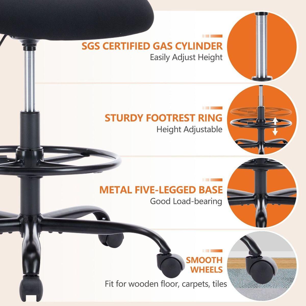 Ergonomic Drafting Chair Tall Standing Desk Office Chair