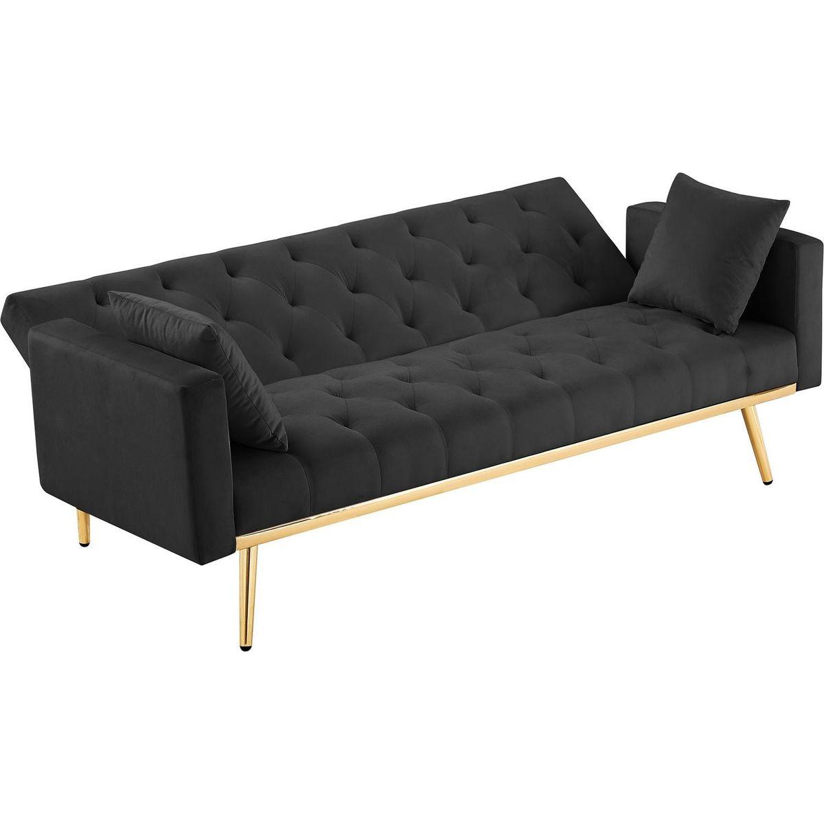 BLACK Convertible Folding Futon Sofa Bed, Sleeper Sofa Couch for Compact Living Space.