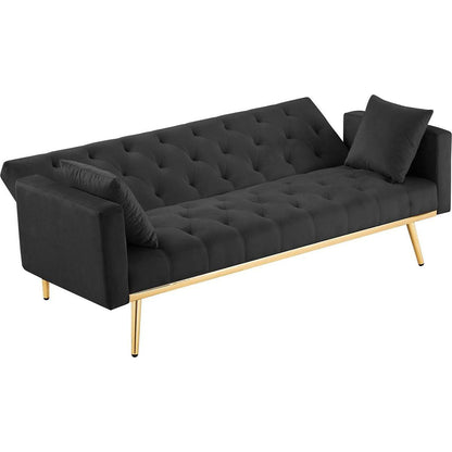 BLACK Convertible Folding Futon Sofa Bed, Sleeper Sofa Couch for Compact Living Space.