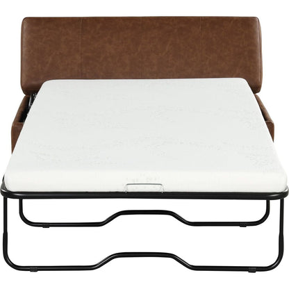 Twin Size Folding Ottoman Sleeper Bed with Mattress Convertible Guest Bed Brown