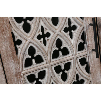 Hollow Four Door Antique Cabinet, American Country Style, Suitable for Living Room, TV Cabinet, Kitchen (Brown)