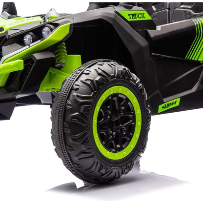 24V Two-Seater Kids Ride On UTV W/Parents Remote Control,Four-Wheel Suspension,Slow Start,Large wheel design,Anti-collision bar,Storage space,Music,USB,Bluetooth,Volume control,LED lights for Kids 3+.