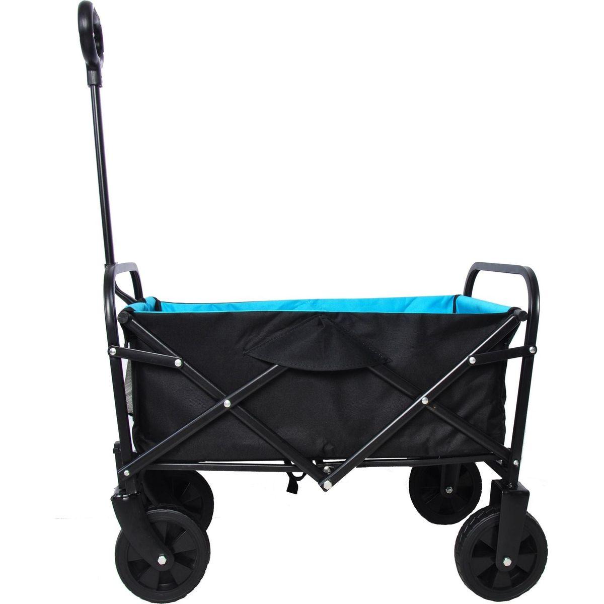 Folding Wagon Garden Shopping Beach Cart (black+blue)