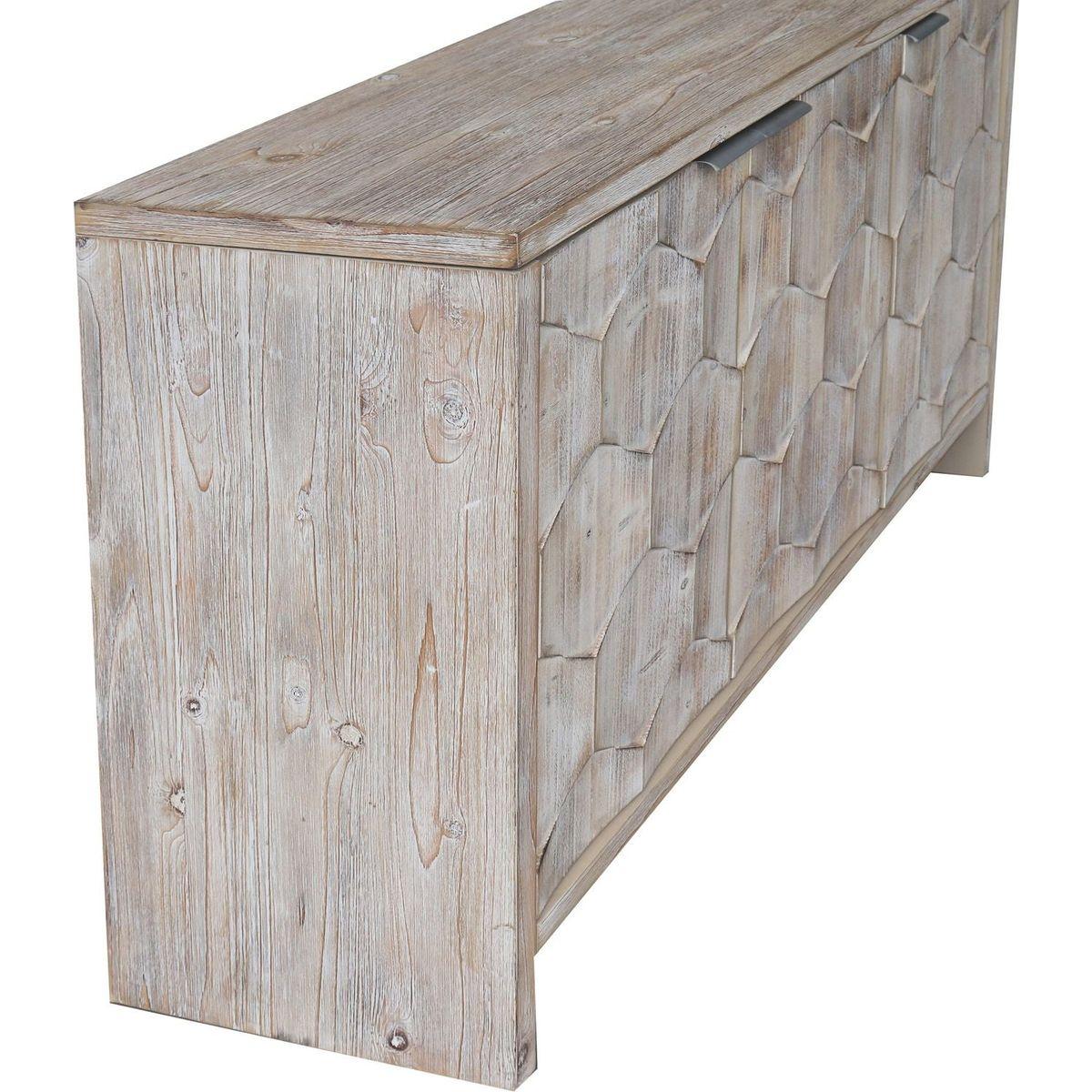 Accent Cabinet Farmhouse Style 3 Door Wooden Cabinet Sideboard Buffet Server Cabinet Storage Cabinet, for Living Room, Entryway, Hallway, Office, Kitchen and Dining Room, Natural Wood Wash