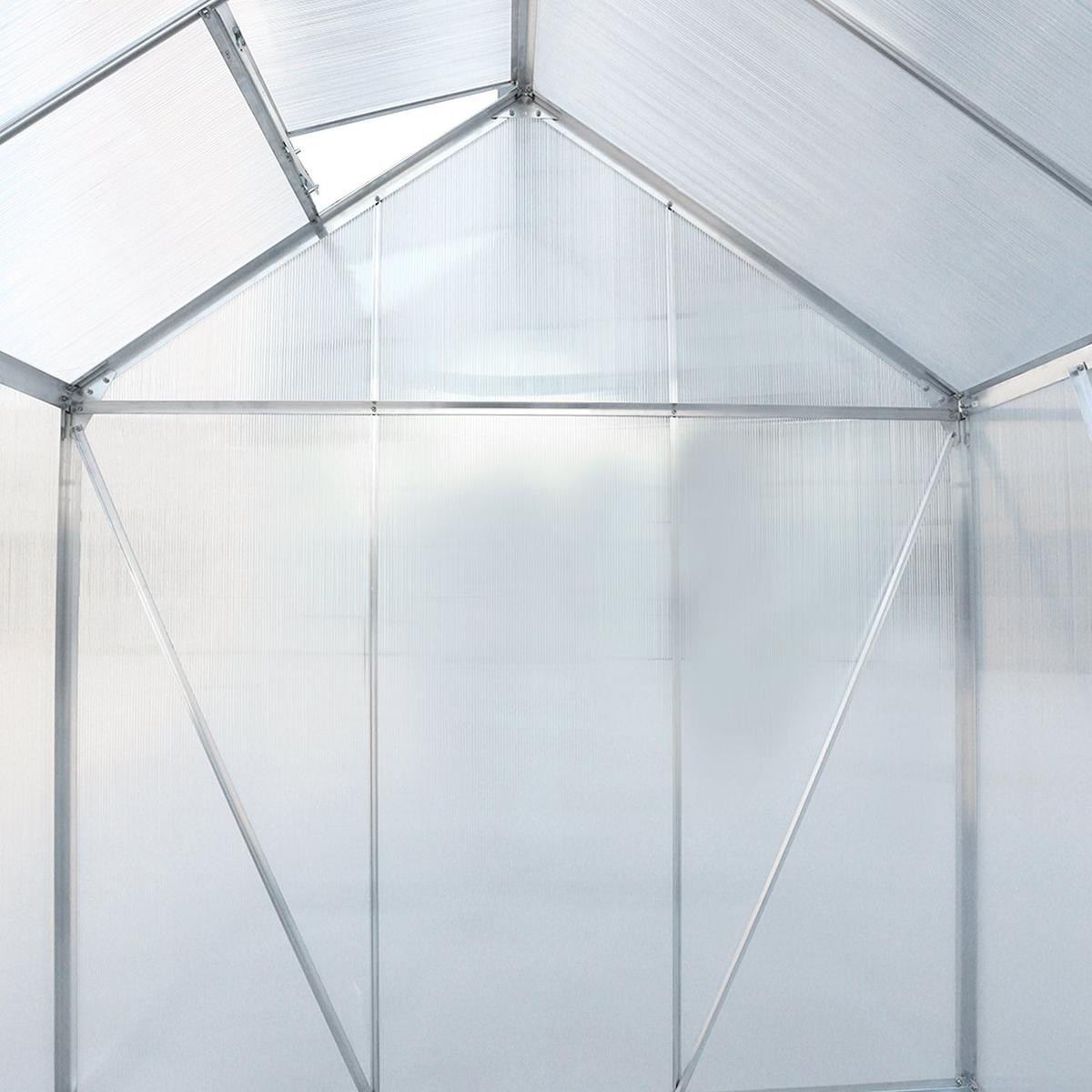 6.3'x4.2'x7' Polycarbonate Greenhouse, Heavy Duty Outdoor Aluminum Walk-in Green House Kit with Rain Gutter, Vent and Door for Backyard Garden, color aluminium