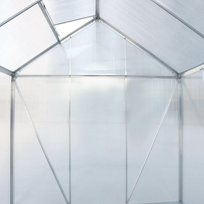 6.3'x4.2'x7' Polycarbonate Greenhouse, Heavy Duty Outdoor Aluminum Walk-in Green House Kit with Rain Gutter, Vent and Door for Backyard Garden, color aluminium