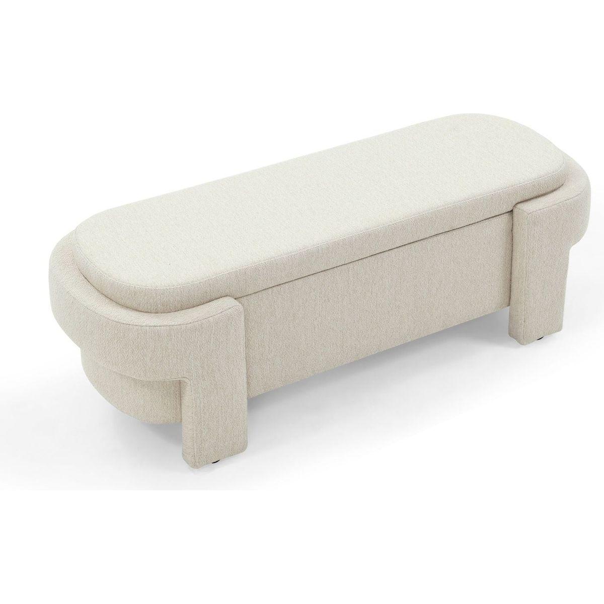 Linen Fabric Upholstered Bench with Large Storage Space for the Living Room, Entryway and Bedroom,Beige,( 51.5"x20.5"x17" )