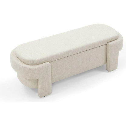 Linen Fabric Upholstered Bench with Large Storage Space for the Living Room, Entryway and Bedroom,Beige,( 51.5"x20.5"x17" )