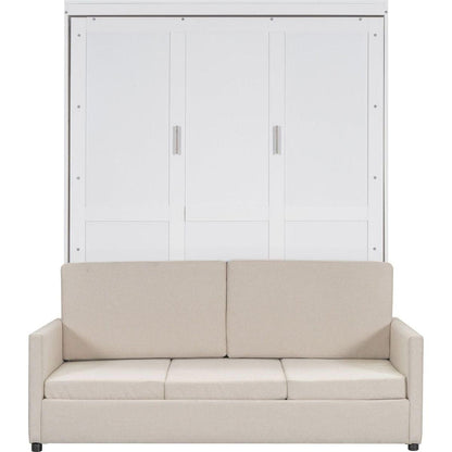 Queen Size Murphy Bed Wall Bed with Cushion, White