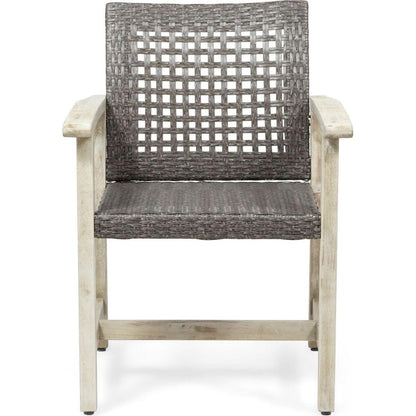 HAMPTON WOOD AND WICKER DINING CHAIR(SET OF 2 )