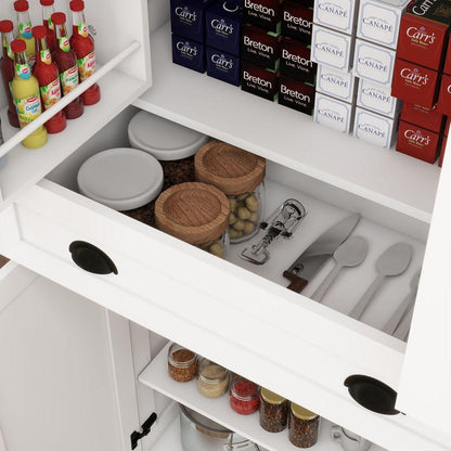 71" Kitchen Pantry Storage Cabinet with 4 Doors(2Doors with Racks),1 Drawer, 2 Adjustable Shelves, Freestanding Cupboard for Kitchen, Dining Room and Living Room-White