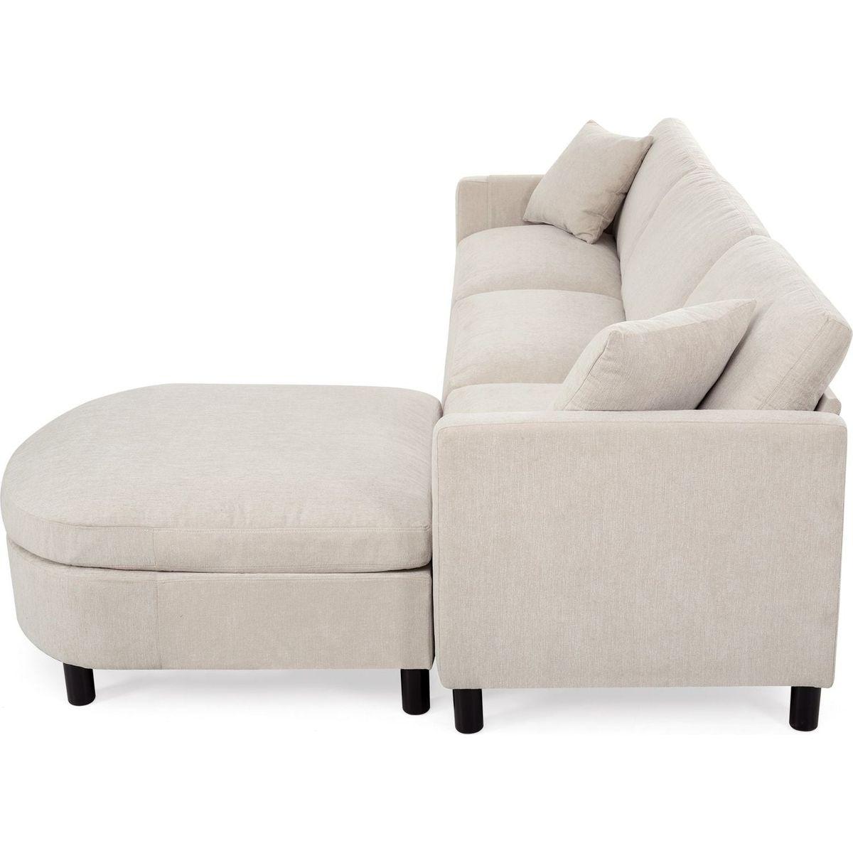 107.87'Sectional Sofa Couch With 1 Ottoman,Seat Cushion and Back Cushion Removable